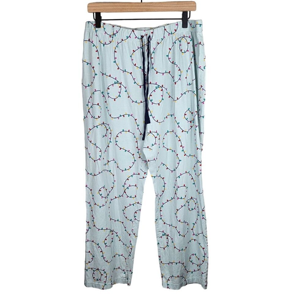 Lands' End size Large 14-16 Holiday Christmas Lights pajama lounge pants